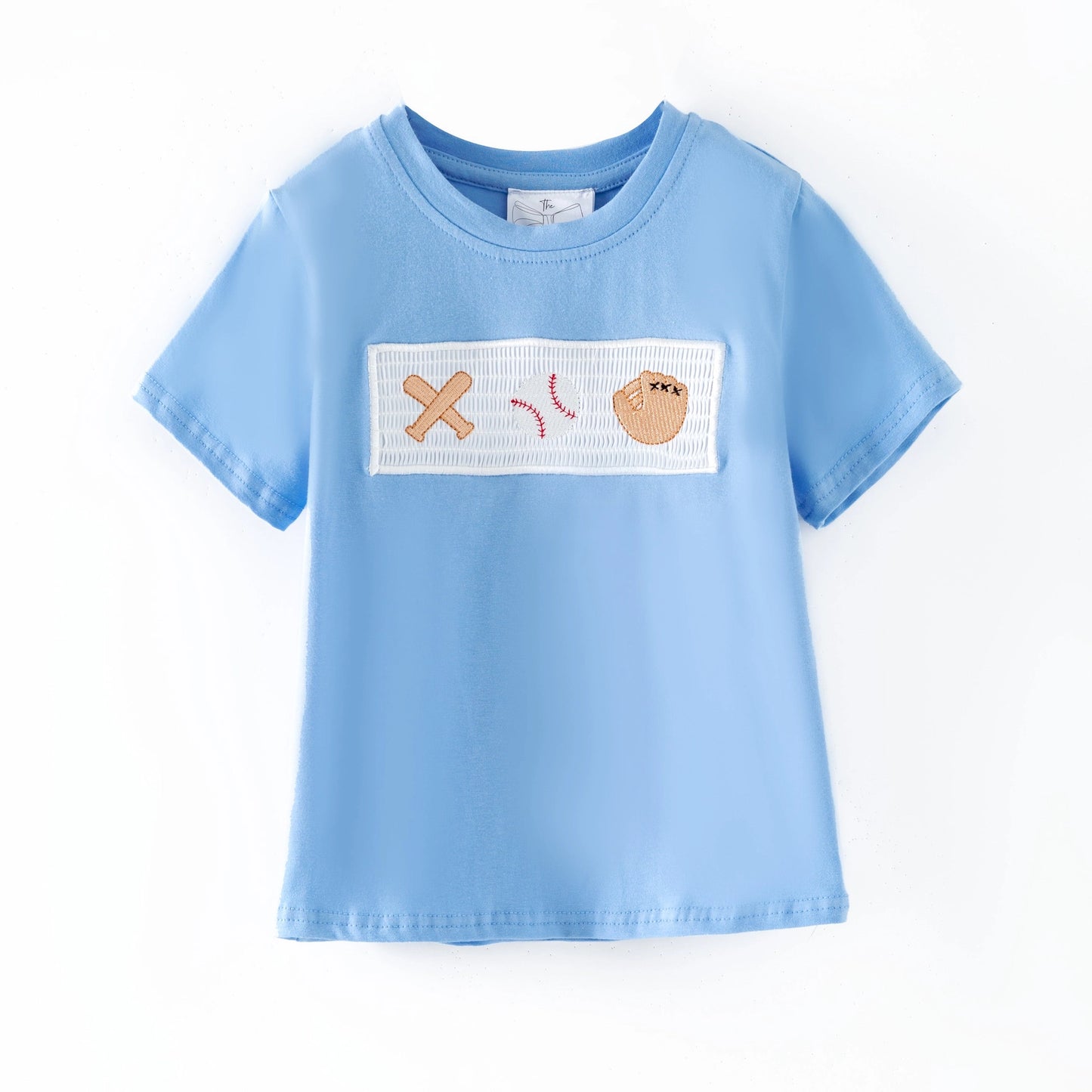 Boys Light Blue Smocked Baseball Top