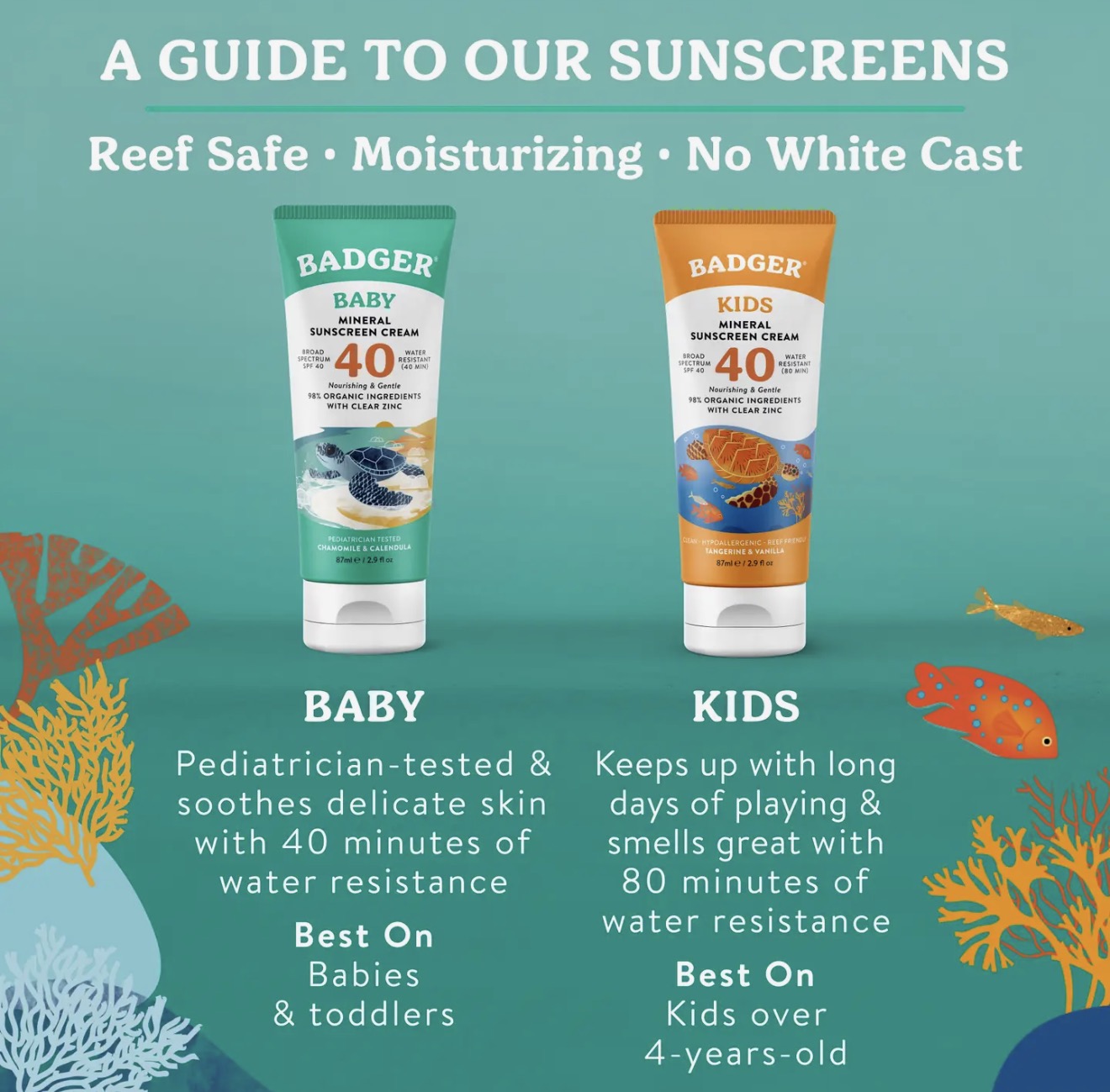 Badger Mineral Baby Sunscreen Cream Spf 40 with Zinc Oxide