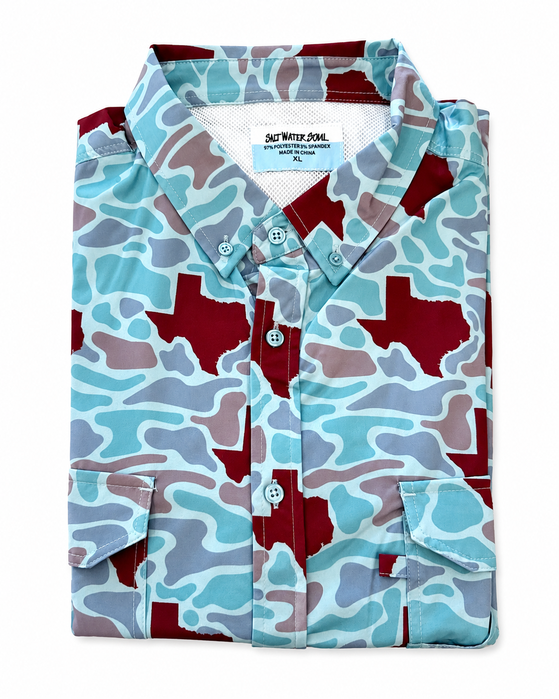 Texas Maroon Camo Fishing Shirt