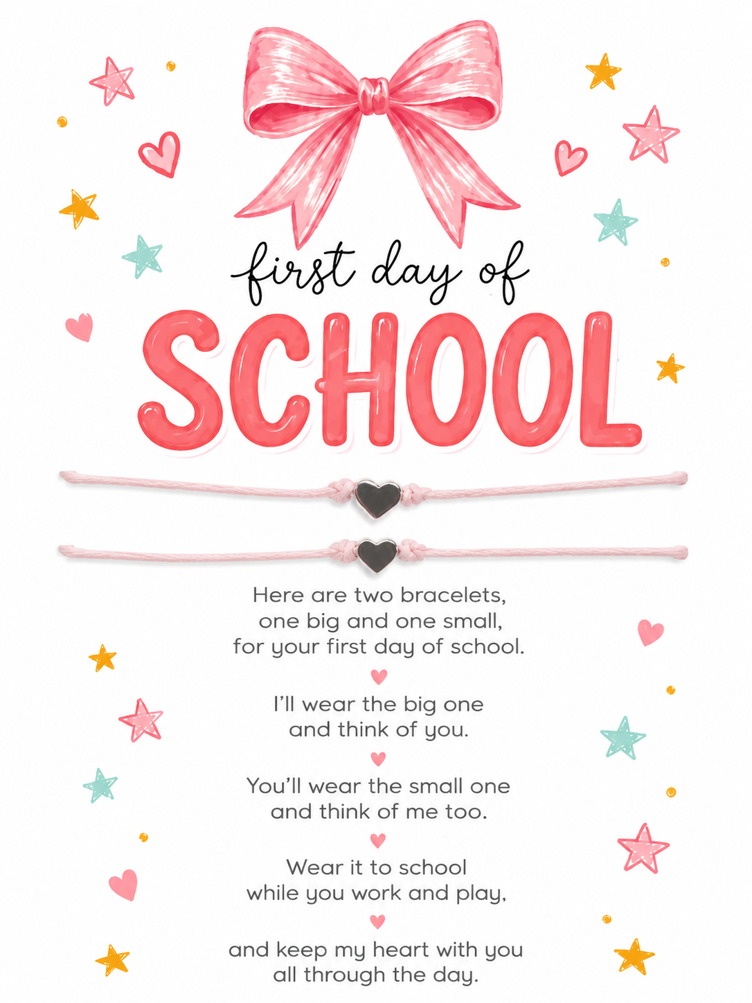 Back To School Wish Bracelet Set- Bow