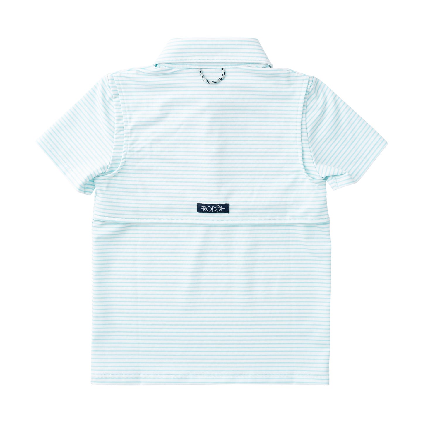 Boys S/S Pro Performance Polo in Aruba Blue Stripe