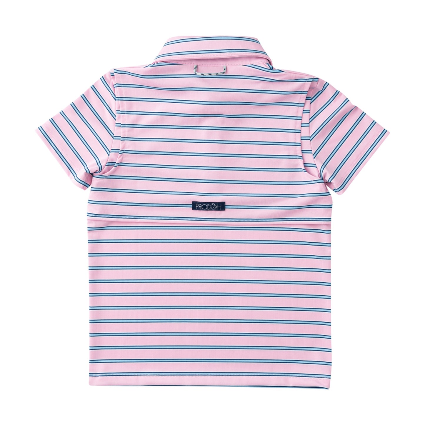 Boys' S/S Pro Performance Polo in Pink Frosting Sea Island Stripe