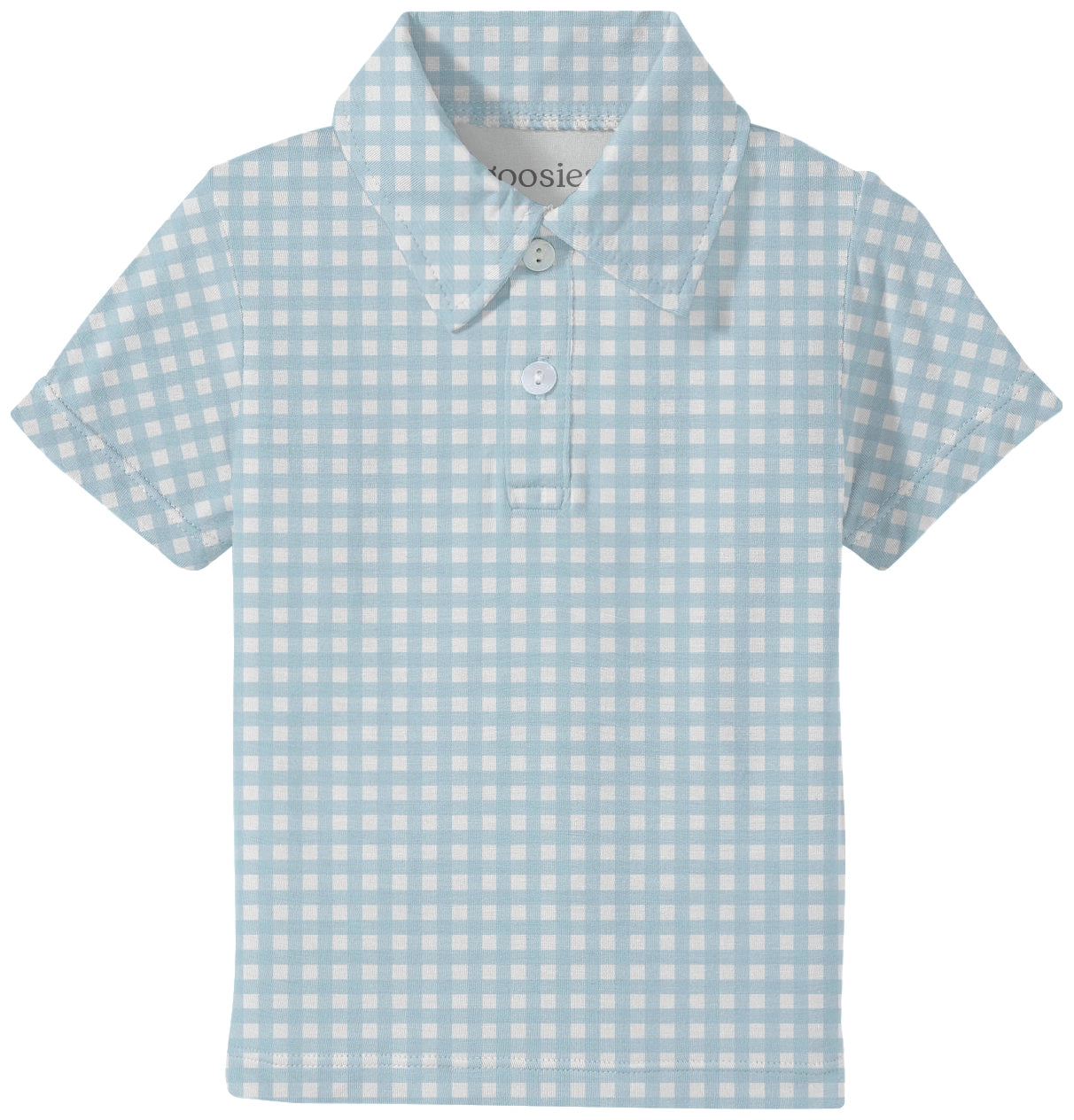 Blue Gingham Short Sleeve Polo Shirt