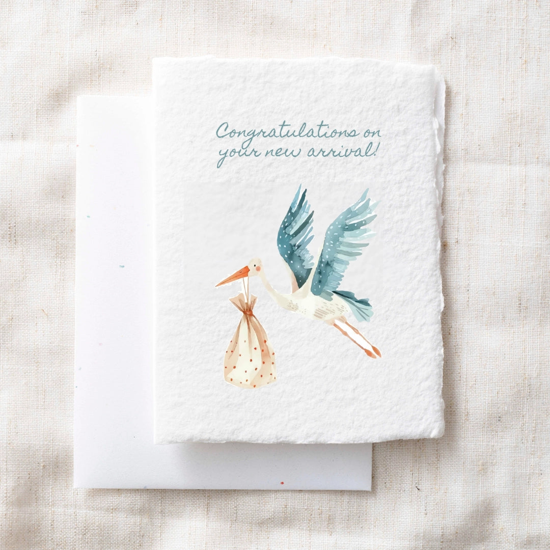 Congrats On Your New Arrival | Stork Baby Greeting Card