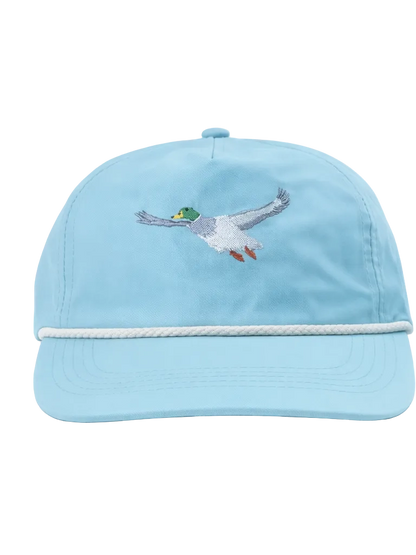Flying Mallard Duck Rope Cap in Aqua