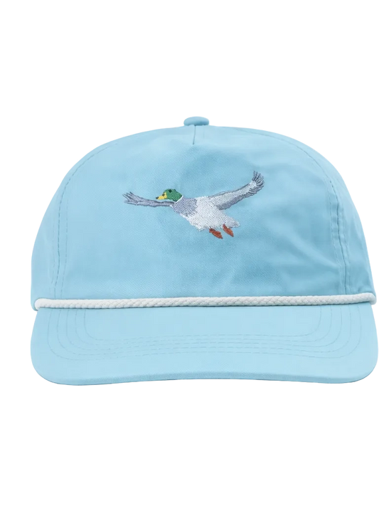 Flying Mallard Duck Rope Cap in Aqua