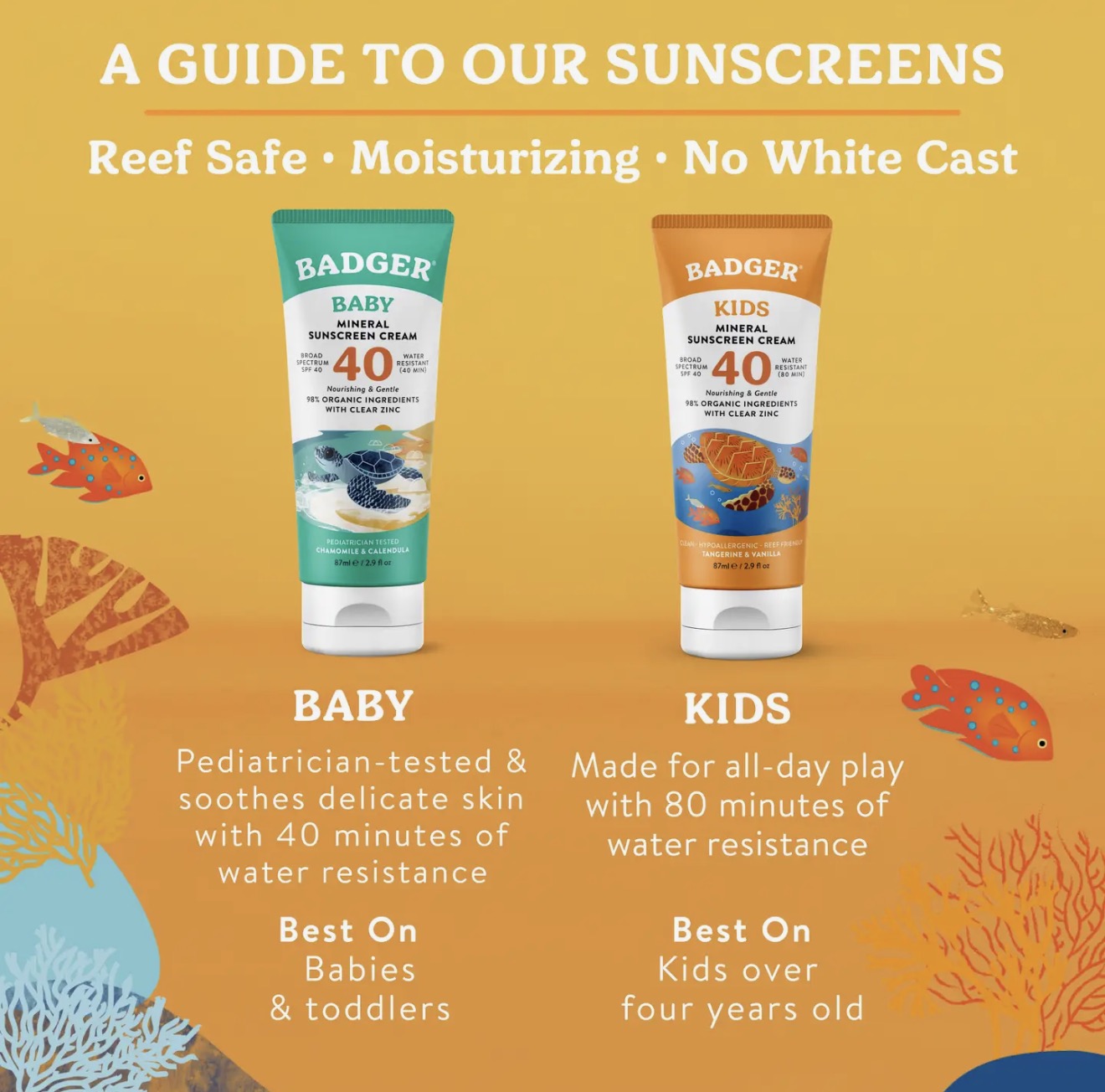 Badger Kids Mineral Sunscreen Cream Spf 40, with Zinc Oxide