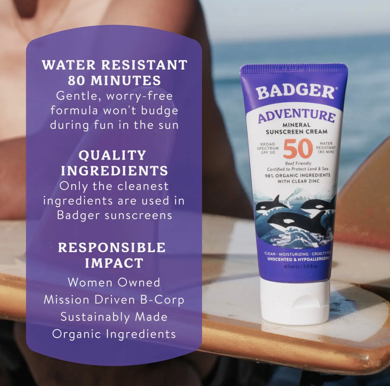 Badger Mineral Sunscreen Cream Spf 50, Zinc Oxide Sun Care