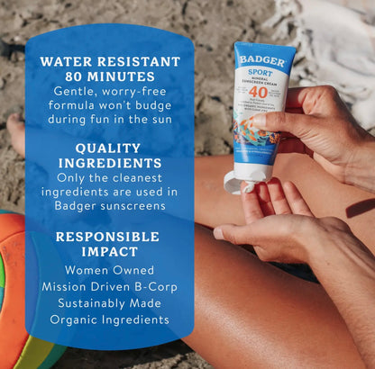 Badger Mineral Sunscreen Spf 40, Zinc Oxide Sun Care