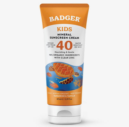 Badger Kids Mineral Sunscreen Cream Spf 40, with Zinc Oxide