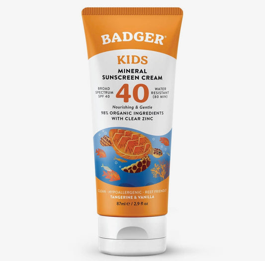 Badger Kids Mineral Sunscreen Cream Spf 40, with Zinc Oxide