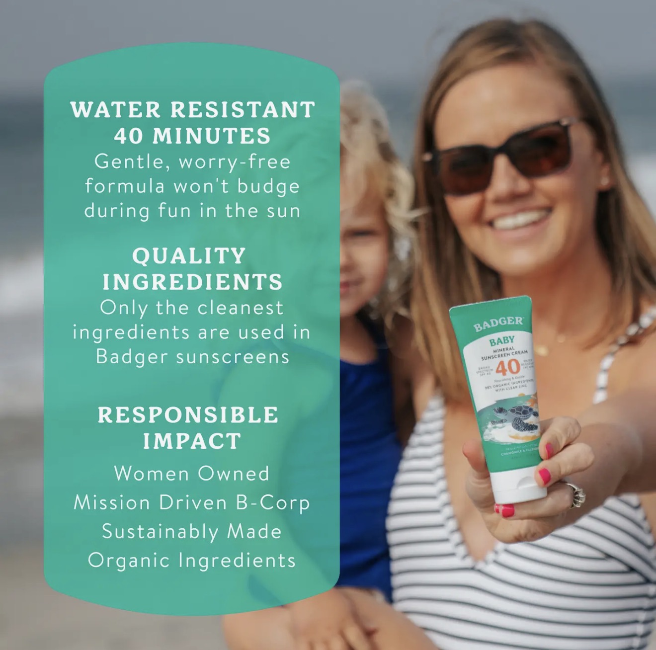 Badger Mineral Baby Sunscreen Cream Spf 40 with Zinc Oxide