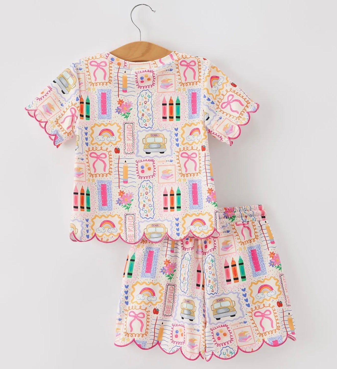 Back To School Print Shorts Set