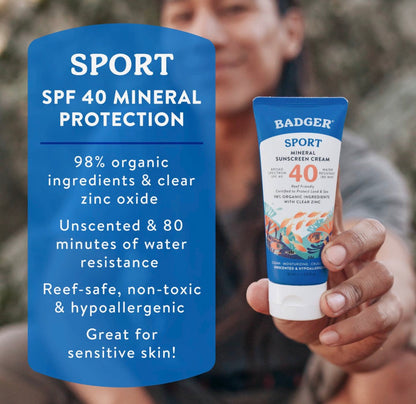 Badger Mineral Sunscreen Spf 40, Zinc Oxide Sun Care