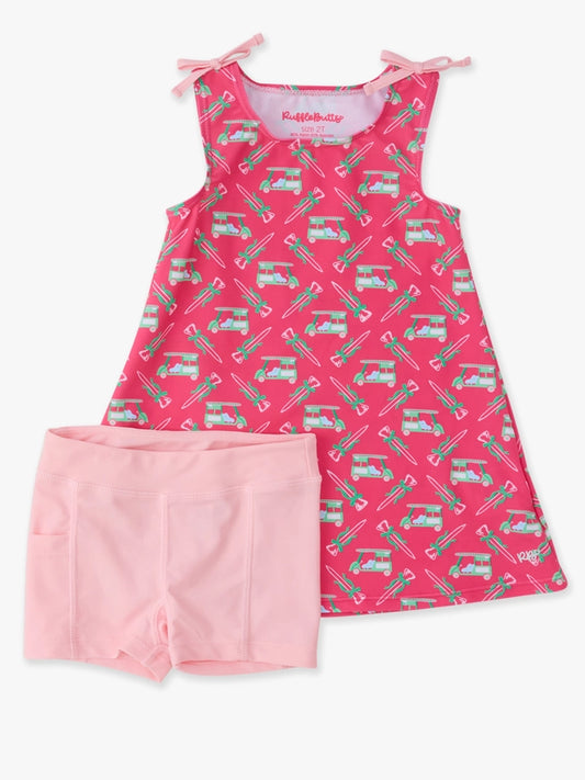 Golf Cart Cutie Active A-Line Bow Dress & Bike Short Set
