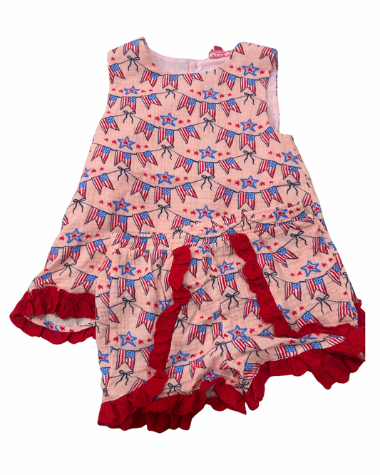 Girls American Sweetheart Cotton Gauze Swing Top & Short Set