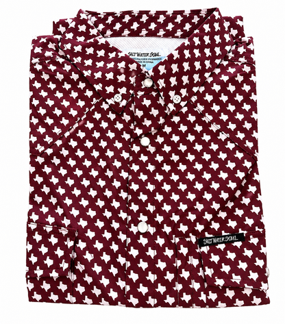The Maroon Pearl Snap Fishing Shirt