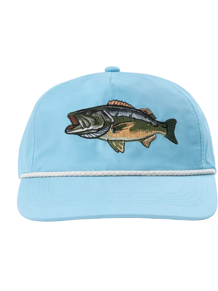 Large Mouth Bass Rope Cap in Aqua