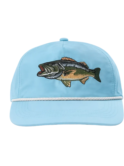 Large Mouth Bass Rope Cap in Aqua
