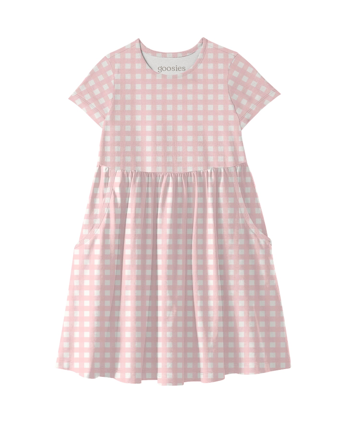 Pink Gingham Short Sleeve Dress