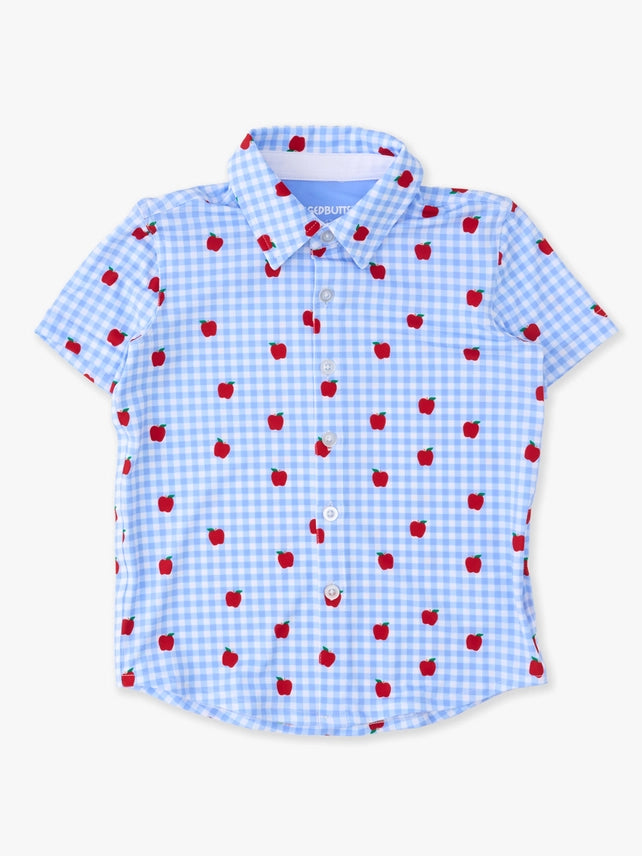 Apple Gingham Knit Performance SS Button Down Shirt
