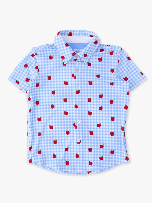 Apple Gingham Knit Performance SS Button Down Shirt