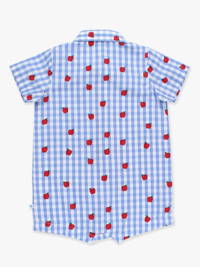 Apple Gingham SS Woven Button-Up Romper