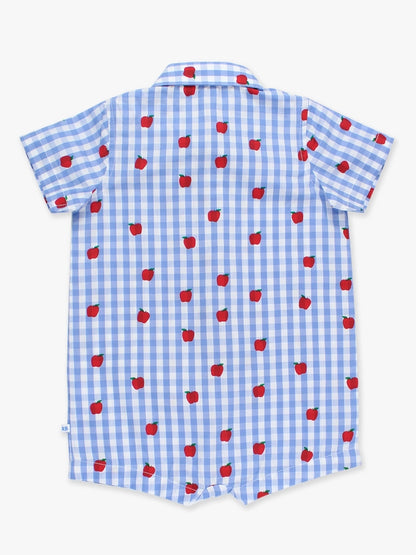 Apple Gingham SS Woven Button-Up Romper