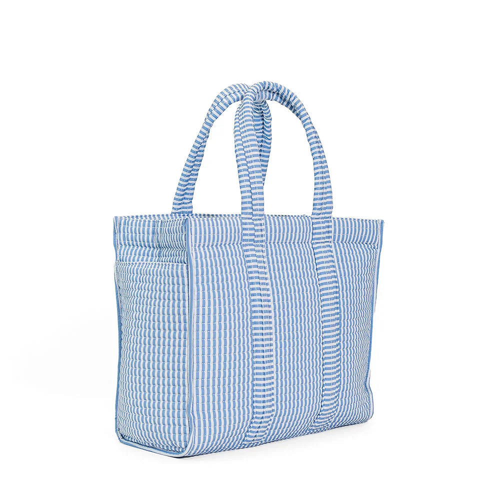QUILTED MINI GO GO TOTE - PIMLICO STRIPE CHAMBRAY