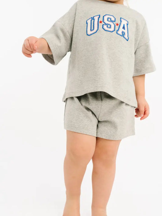 Gray USA Embroidered Slouchy Set