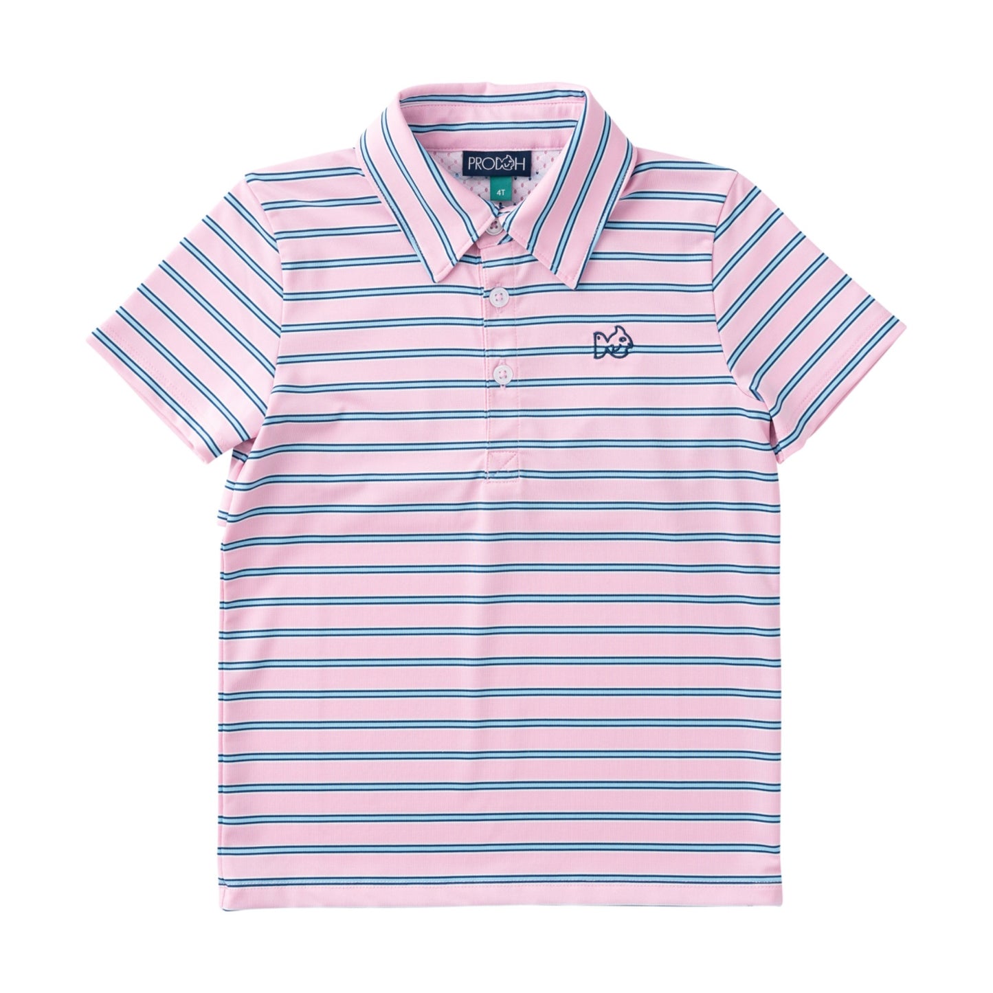 Boys' S/S Pro Performance Polo in Pink Frosting Sea Island Stripe